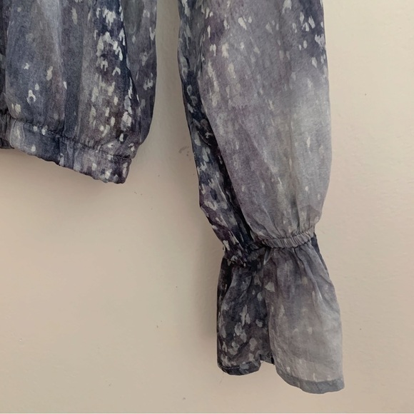 Bella Dahl Shirred High Neck Top XS Tie Dye Snow Fall - Picture 4 of 9